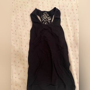 Black laser cut back workout tank